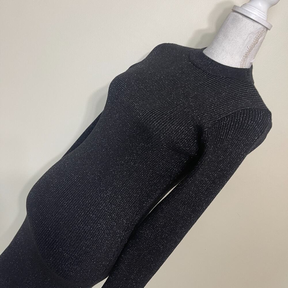 Charlotte Russe Ribbed LongSleeve Mockneck Midi Sweater Dress Black Medium - Picture 5 of 11